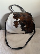 Neu Leder Tasche Kuhfell Schwarz Weiß Braun Umhängetasche H 27 B 39 T 12