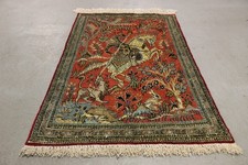 Antik handgeknüpfter persische Seide auf Seide Teppich 85 x 56 cm