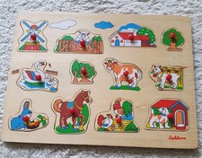 Steckpuzzle ab 12 Monate aus Holz von Eichhorn. Gut erhalten, Bauernhof