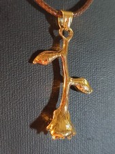 Damen Halskette Rose in Gold am Wachs - Band im Retro Design Zeitlos modern