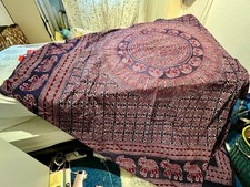 Große Decke mit Elefantenmuster, dunkelblau,rot,weiß, , ca.250cm x 250cmc