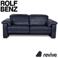 Rolf Benz 4000 Leder Zweisitzer Blau Dunkelblau Sofa Couch manuelle Funktion