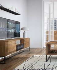 Lowboard TV-Unterschrank 153cm ribbeck eiche black stone mit Wandregal 76549579