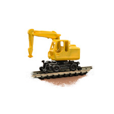 Zweiwegebagger gelb mit Haken