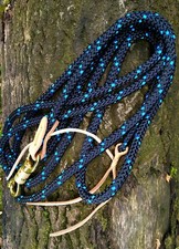 Westernrope,Bodenarbeitsseil mit Dreh-Panikhaken  Schwarz/Türkis  4 Meter  *NEU*