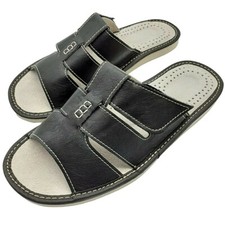 ✅ Herren Hausschuhe Pantoffeln Klettverschluss / profilierte Leder Innensohle