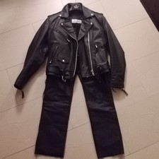Echtleder-Kombi Jacke und Hose schwarz Damen Gr. S