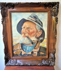 Ölbild sign. „Jordan“ — Seemann mit Pfeife, Öl auf Holz, gerahmt, 62×52 cm