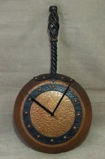 WANDUHR KÜCHENUHR PFANNE KUPFER GESCHMIEDET HAMMERSCHLAG 50ER 60ER QUARZUHR