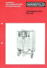 VEB Schweisstechnik Finsterwalde Prospekt für Schweißgleichrichter KGS 400 1973