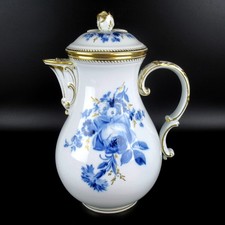Meissen Porzellan Kaffeekanne Blaue Blume Goldstaffage Pfeifferzeit 1. Wahl 25cm