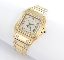 Cartier Santos Galbee 29mm 3,5ct Diamanten Uhr 18k Gold Ref. 819901 Box Papiere