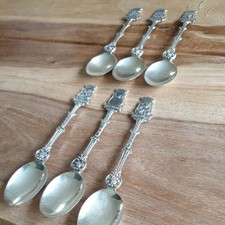  6 Sammel-Löffel versilbert Modellierung Wappen der Niederlande Top-Zustand 