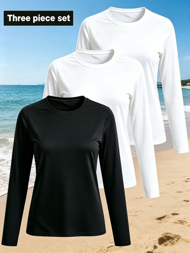 3er damen langarm badeshirt - 3er,