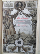 Schützen Ehren Diplom 1887 25 jährigen Schützen Jubiläum Ehrenmitglied Nürnberg