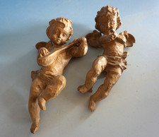 Paar Figuren Figur Engel Angel Putto Putten musizierend Holz Linde  (F025-1533)