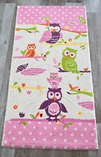 Teppich Eule, rosa,lila, grün, Punkte, 0,80m x 1,50m, Kids, Kinder, Mädchen,Pino