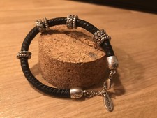 Hultquist Armband Leder Schwarz Versilbert