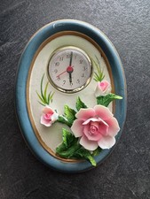 Vintage Porzellan Uhr Wanduhr Rosenverzierung Landhausstil Rosalba Bugor