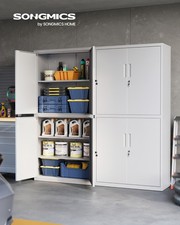 SONGMICS Aktenschrank, Mehrzweckschrank, Büroschrank, mit 4 Türen und 5 Ebenen