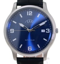 Elegante flache ULA STEEL / SAPHIRGLAS 39 mm Herrenuhr 5 ATM WR UVP* 69,90 EUR
