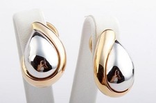 Designer Ohrclips Ohrringe Bicolor Gold 750 18K Top Zustand! #