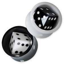 Flesh Tunnel Ohr Plug Horn Acryl Rockabilly Würfel schwarz weiß | 8-30 mm