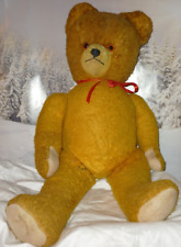 Alter schöner großer  DDR Teddy Bär 74cm,  innen Holzwolle , Glasaugen , GELB