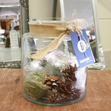 Windlicht individuell dekorierbar Glas Jute Sand Pinienzapfen Impressionen