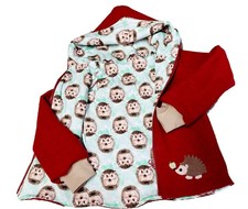Wollwalkjacke Wendejacke Igel Jacke Stickerei Zipfeljacke Kapuze   Wollwalk
