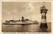 Ak Butjadingen Wesermarsch, Roter-Sand-Leuchtturm, Dampfer Stadt... - 11212435