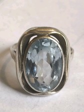 Alter Ring mit hellblauem Stein aus 800 Silber - Größe: 57/18,2 - 4,4 Gramm -