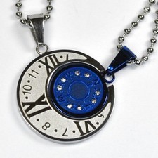 Partnerkette Kompass Uhr Zahlen Edelstahl 2 Partner Anhänger + 2 Ketten BLAU NEU