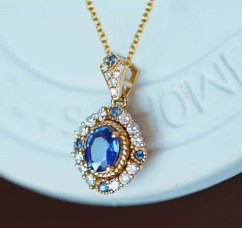 Goldene blaue ovale zirkonia - blaue,