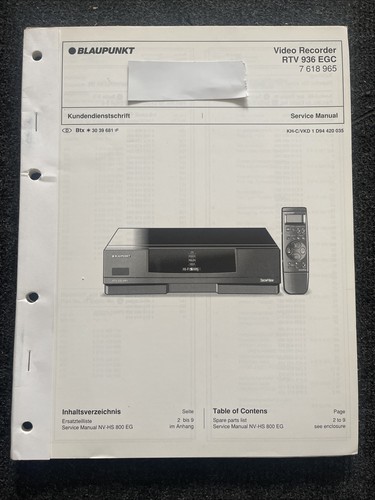 Blaupunkt rtv 936 - rtv-936, panasonic