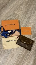 Louis Vuitton Geldbörse Portmonee Logo Canvas Leder Klein Etui Braun Weinrot