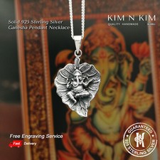 Ganesha Anhänger Halskette ✔️Hindu Gott✔️Gratis Gravur✔️Massiv 925 Silber✔️Qualität