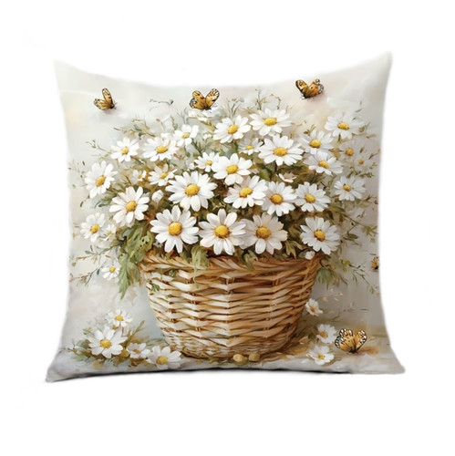 Kissenbezug margeriten korb - kissenbezug,