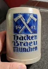 Brauerei Hacker Bräu München -  Salzglasur Alter Brauerei Bierkrug - 1/2 Liter
