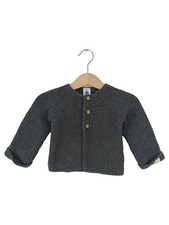 PETIT BATEAU Kinder Strickjacke Gr. 80 Grau Klassisch Wolle Baumwolle