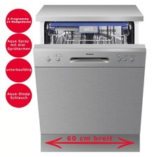 Amica Geschirrspüler unterbaufähig 60 cm Aqua Stopp Edelstahlfront Spülmaschine