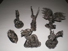 Drachen Dekofiguren Figuren aus Metall 6 Stück Sammlung Konvolut Set 1