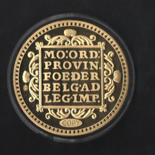Gigant Medaille Cu vergoldet ,Golddukat 1759 NL Replica , Zertifikat , 110Gr. PP