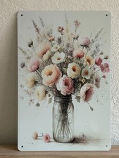 Wandbild Metall * zarte Blumen