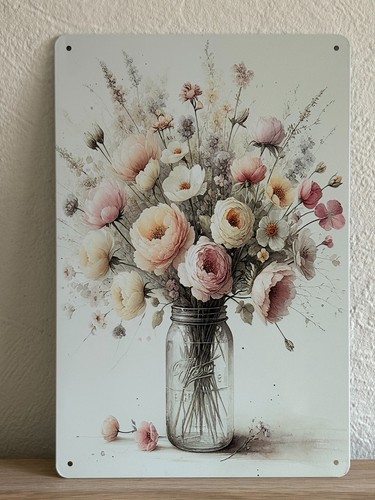Wandbild metall zarte blumen - wandbild,
