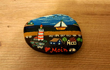 handbemalter Stein / Dekostein  - Leuchtturm Landschaft  / Briefbeschwerer 