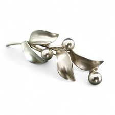 TeKa Theodor Klotz florale Brosche Zweig Kugeln 835 Silber Vintage Modernist