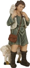 Krippenfigur Hirtenjunge mit Schaf 40 cm Polyresin Deko Weihnachten