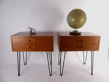 Set 2 Schubladen Kommode Drawers Chest Cabinet Eiche Teakoptik Hairpin Legs 70er