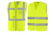 Warnweste mit Druck gelb bedruckte Reißverschluss Warnweste Sicherheitsweste